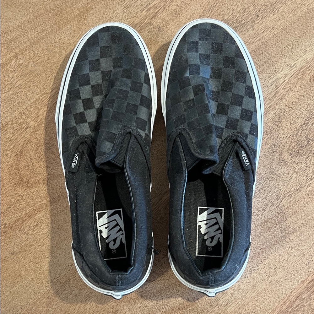 Vans Women's Black Checkerboard Slip-On Sneakers